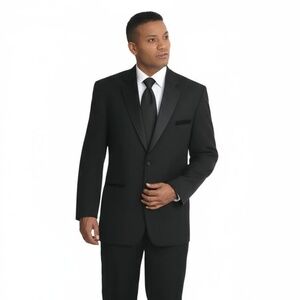 VANETTI Mens Tuxedo Jacket 44 Black Formal Satin Lapel Classic Elegant Black Tie